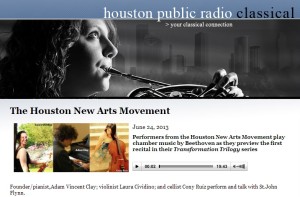 Performers from the Houston New Arts Movement are interviewed on The Front Row on Houston's KUHA.